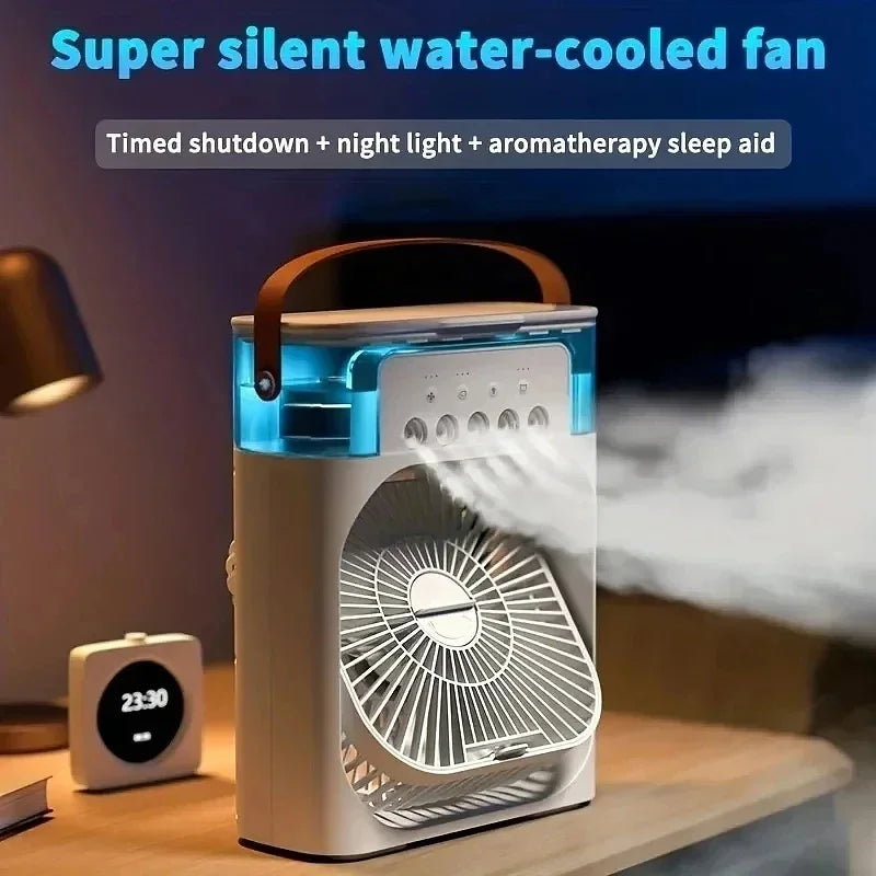 Portable 3-in-1 Air Cooler with LED Night Light and Humidifier for Home and Office